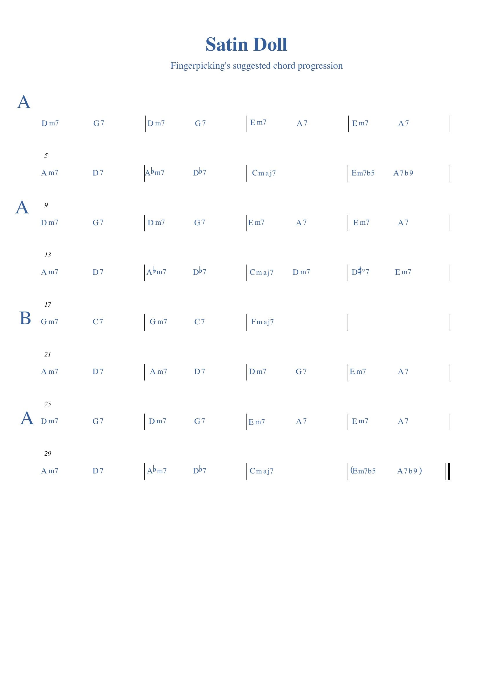 Satin Doll Chord Chart